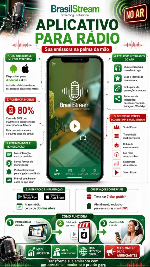 folder aplicativo para rádio